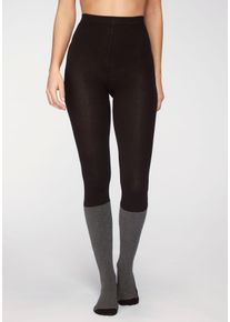 Lavana Damen Strickstrumpfhose, Gr. 32, schwarz, Obermaterial: 82% Baumwolle, 16% Polyamid, 2% Elasthan, uni und meliert, Strumpfhosen, mit