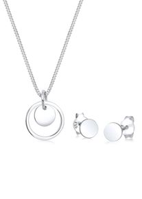 Elli Damen Schmuckset "Rund Plättchen Kette Ohrstecker 925 Silber", OneSize, ohne Stein, silber, Silber 925 (Sterlingsilber), Schmuck-Sets