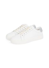 Damen Plateausneaker "CLASSIC CUPSOLE LOW OHB", Calvin Klein Jeans, Gr. 42, silber, Leder, Lederimitat, sportlich, Schuhe, Schnürschuh, Halbschuh,