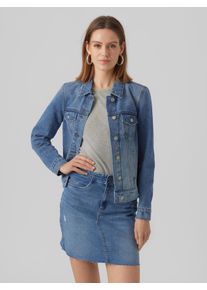 Véro Moda VERO MODA Damen Jeansjacke "VMZORICA LS DENIM JACKET MIX NOOS", blau, modisch, Gr. S, unifarben, Denim/Jeans, Obermaterial: 80% Baumwolle, 20%