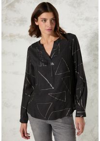 Cecil Damen Langarmbluse, schwarz, casual, Gr. L, meliert, bedruckt, Web, Obermaterial: 100% Viskose, Blusen, mit Folienprint
