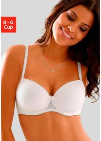Lascana Damen Schalen-BH, Gr. 90, weiß, Microtouch, Obermaterial: 86% Polyamid, 14% Elasthan, klassisch, BHs, mit Bügel und graphischer Spitze,