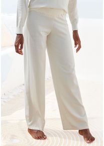 Lascana Damen Strickhose, Gr. 36, beige, Obermaterial: 50% Viskose, 28% Polyester, 22% Nylon, unifarben, Basic, Hosen, mit weitem Bein, Loungewear