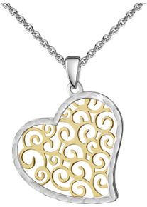 Firetti Damen Kette mit Anhänger "Schmuck Geschenk Silber 925 Halsschmuck Ankerkette Anhänger Herz", Silber 925 (Sterlingsilber), L: 45cm B: 1,1mm,