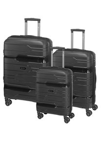 Check.In Trolleyset "Memphis XS/L/XL", schwarz, Polypropylen, unifarben, Koffer-Sets, Kofferset, Gepäckset, klein mittel groß, Handgepäck,