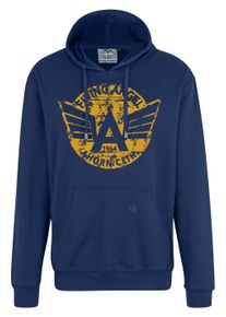 Herren Kapuzensweatshirt, blau, casual, Gr. XXL, Ahorn Sportswear, 100% Baumwolle, Sweatshirts, mit modischem Frontprint