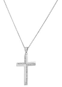 Firetti Damen Kette mit Anhänger "Schmuck Geschenk Silber 925 Halsschmuck Halskette Ankerkette Kreuz", Silber 925 (Sterlingsilber), L: 45cm, silber,