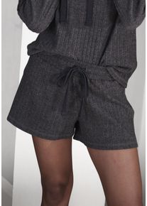 Lascana Damen Shorts, Gr. 44, grau, Rippware, Obermaterial: 56% Polyester, 41% Viskose, 3% Elasthan, unifarben, meliert, Basic, Hosen, Lounge-/