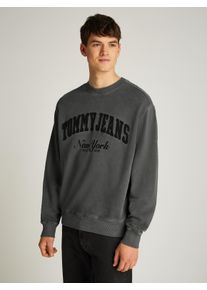 Tommy Jeans Herren Sweatshirt "TJM RLX VINTAGE VARSITY CREW", schwarz, casual, Gr. M, washed, Sweatware, Obermaterial: 100% Baumwolle, Sweatshirts,