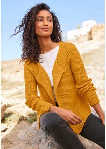 Heine Damen Strickjacke, gelb, Gr. 48, unifarben, 100% Polyacryl, Strickjacken