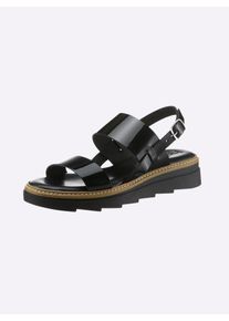 Heine Damen Sandale, Gr. 37, schwarz, Leder, Lackleder, Leder, modisch, Schuhe