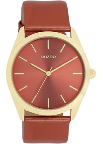 Oozoo Damen Quarzuhr, rot, Armbanduhren, Armbanduhr, Damenuhr, Herrenuhr, Lederarmband, analog