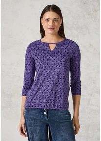 Cecil Damen Print-Shirt, lila, casual, Gr. XXL, bedruckt, Web, Stoff, 50% Baumwolle, 50% Modal, Shirts, mit grafischem Muster