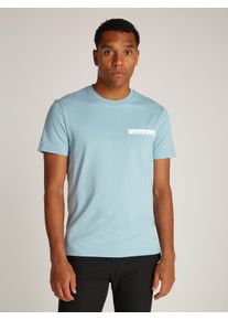 Calvin Klein Herren Rundhalsshirt "NY CHEST BOX LOGO T-SHIRT", blau, casual, Gr. XXXL, unifarben, Single Jersey, Obermaterial: 100% Baumwolle,