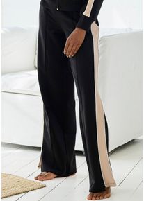 s.Oliver Damen Sweathose, Gr. 32, schwarz, Obermaterial: 95% Baumwolle, 5% Elasthan, unifarben mit Farbeinsatz, modisch, Hosen, Loumngehose mit