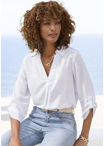 Lascana Damen Schlupfbluse, weiß, modisch, Gr. 36, unifarben, Web, Obermaterial: 100% Viskose, Blusen, mit 3/4-Ärmeln, elegante Damenbluse