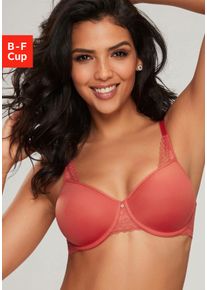 Lascana Damen Minimizer-BH, Gr. 70, rot, Microtouch, Spitze, Spacer, Obermaterial: 87% Polyamid, 13% Elasthan, feminin, BHs, mit Spacer-Schalen und