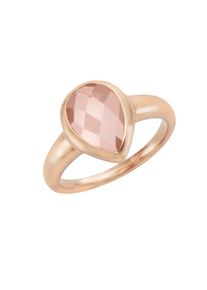 JAMELLI Damen Fingerring "Silber 925 rosé-vergoldet mit echtem Rosenquarz", 056 (17,8), Silber 925 (Sterlingsilber), rot, Silber 925