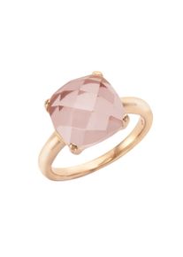 JAMELLI Damen Fingerring "Silber 925 rosé-vergoldet mit echtem Rosenquarz 12mm", 058 (18,5), Silber 925 (Sterlingsilber), rot, Silber 925