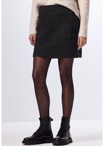 Damen Minirock, schwarz, casual, Gr. 46, STREET ONE STUDIO, meliert, Stoff, 90% Polyester, 10% Viskose, Röcke, mit auffälligen Taschen