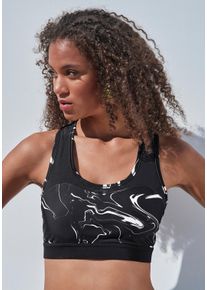active by Lascana LASCANA ACTIVE Damen Funktionsshirt "Black Marble", schwarz, sportlich, Gr. 32, gemustert, Obermaterial: 85% Polyester, 15% Elasthan. Einsatz: 90%