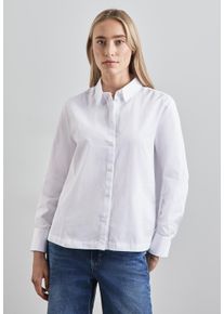 Street One Damen Langarmbluse, weiß, casual, Gr. 46, unifarben, Web, 100% Baumwolle, Blusen, aus reiner Baumwolle