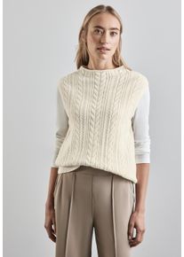 Street One Damen Kurzarmpullover, beige, casual, Gr. 36, gemustert, Web, 35% Baumwolle, 32% Polyacryl, 28% Polyester, 5% Elasthan, Pullover, mit