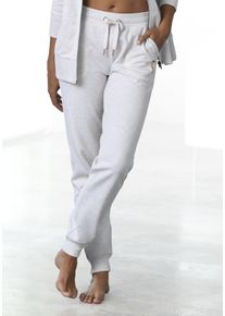 Damen Loungehose, BENCH. LOUNGEWEAR, Gr. 32, beige, Jersey, Obermaterial: 90% Baumwolle, 10% Polyester, unifarben, meliert, Basic, Hosen, mit
