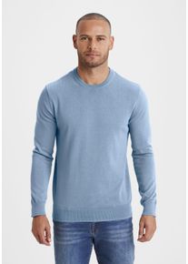 H.I.S. H.I.S Herren Strickpullover, blau, casual, Gr. S, meliert, Feinstrick, Obermaterial: 60% Baumwolle, 40% Polyester, Pullover, Regular Fit, Langarm,