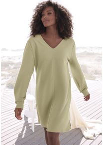 s.Oliver Damen Sweatkleid, Gr. 36, grün, Rippware, Obermaterial: 100% Baumwolle, unifarben, Basic, Kleider, Langarmkleid aus Ripp-Qualität mit