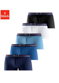 H.I.S. H.I.S Herren Hipster, Gr. S, blau, Jersey, Obermaterial: 95% Baumwolle, 5% Elasthan, unifarben, Unterhosen, knapp sitzende Boxershorts mit Streifen