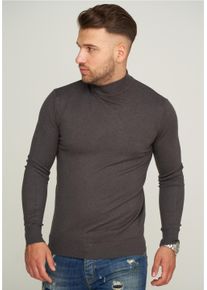behype Herren Strickpullover "MKBONI", grau, casual, Gr. S, unifarben, 50% Baumwolle, 30% Polyester, 15% Viskose, 5% Elasthan, Pullover, mit kurzem