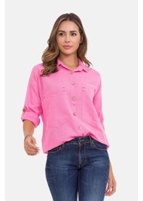 Cipo & Baxx CIPO & BAXX Damen Hemdbluse "Hemdbluse", pink, casual, Gr. S, unifarben, 70% Baumwolle;30% Leinen, Blusen, mit Kontrastnähten, WH132