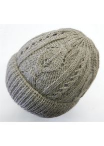 Chaplino Damen Strickmütze, beige, casual, unifarben, 60% Polyacryl, 30% Wolle, 10% Wolle, Mützen, mit schönem Zopfmuster