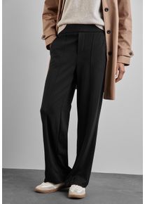 Street One Damen Stoffhose, schwarz, casual, Gr. 34, unifarben, Stoff, 68% Viskose, 28% Polyester, 4% Elasthan, Hosen, High Waist