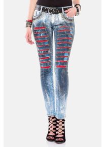 Cipo & Baxx CIPO & BAXX Damen Slim-fit-Jeans "Jeans", blau, casual, Gr. 27, unifarben, 98% Baumwolle;2% Elasthan, Jeans, mit Nietenbesatz, WD-375