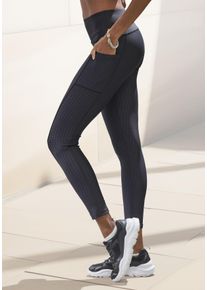 Lascana Damen Funktionsleggings, schwarz, sportlich, Gr. XS, Hahnentrittmuster, Obermaterial: 85% Polyester, 15% Elasthan, Hosen, im Allover-Muster