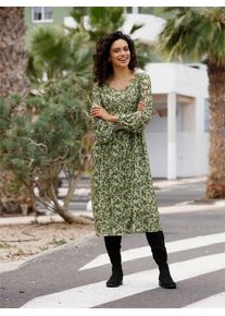 Inspirationen Damen A-Linien-Kleid "Mesh-Kleid", beige, Gr. 48, geblümt, gemustert, mehrfarbig, bedruckt, 96% Polyester, 4% Elasthan, Kleider