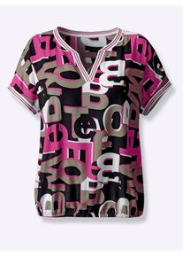 Inspirationen Damen Schlupfbluse, pink, Gr. 40, gemustert, mehrfarbig, bedruckt, 100% Viskose, Blusen
