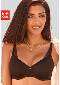 Lascana Damen Minimizer-BH, Gr. 80, schwarz, Microtouch, Spitze, Spacer, Obermaterial: 87% Polyamid, 13% Elasthan, feminin, BHs, mit Spacer-Schalen