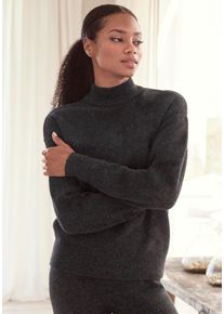 Lascana Damen Strickpullover, Gr. 36, grau, Strick, Obermaterial: 52% Polyester, 44% Polyacryl, 4% Elasthan, unifarben, meliert, klassisch, Pullover,