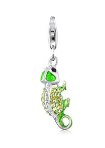 NENALINA Damen Charm-Einhänger "Chamäleon-Anhänger Kristalle 925 Silber", mit Steinen, silber, Silber 925 (Sterlingsilber), Charms