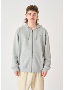 Cleptomanicx Herren Kapuzensweatshirt "Ligull Boxy", grau, casual, Gr. L, bestickt, 100% Baumwolle, Sweatshirts, Mit Reißverschluss