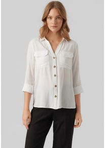 Véro Moda VERO MODA Damen Hemdbluse "VMBUMPY L/S SHIRT NEW WVN GA NOOS", weiß, modisch, Gr. XS, unifarben, Web, Obermaterial: 100% Viskose, Blusen