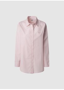Pepe Jeans Damen Hemdbluse, pink, casual, Gr. XS, unifarben, Web, Obermaterial: 100% Baumwolle, Blusen, mit Ton-in-Ton Logostickerei auf der Brust
