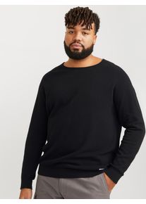 Jack & Jones PlusSize Herren Rundhalspullover "JJEHILL KNIT CREW NECK NOOS PLS", schwarz, modisch, Gr. 4XL, JACK & JONES PLUSSIZE, unifarben, Strick, Obermaterial: 100%