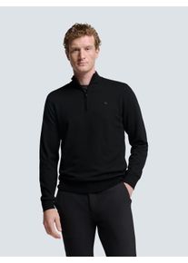 NO EXCESS Herren Troyer, schwarz, casual, Gr. L, unifarben, Strick, Obermaterial: 34% Baumwolle, 34% Viskose, 32% Polyester, Pullover, mit halbem