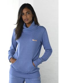 Damen Longsweatshirt, BENCH. LOUNGEWEAR, Gr. 36, blau, Sweatware, Obermaterial: 60% Baumwolle, 40% Polyester, unifarben, meliert, Basic, Sweatshirts,