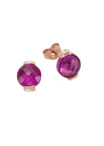 JAMELLI Damen Paar Ohrstecker "Silber 925 rosé-vergoldet mit pinken Quarz-Steinen (beh.)", ONE-SIZE, 6,28 ct, Silber 925 (Sterlingsilber), rot,