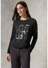 Cecil Damen Langarmshirt, schwarz, casual, Gr. L, bedruckt, Stoff, 54% Viskose, 45% Polyester, 1% Metallpolyester, Shirts, mit Rundhalsausschnitt